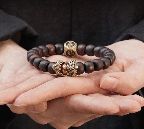 "Pixiu four-symbol old-style bead lightning-struck wood jujube wood bracelet for men's cultural play and bead string bracelet" - Image 5