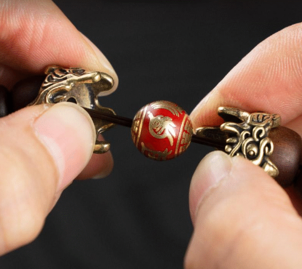 "Pixiu four-symbol old-style bead lightning-struck wood jujube wood bracelet for men's cultural play and bead string bracelet" - Image 2