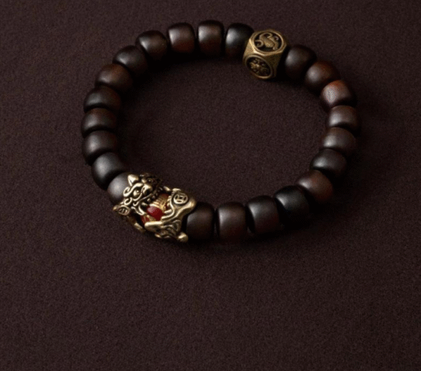 "Pixiu four-symbol old-style bead lightning-struck wood jujube wood bracelet for men's cultural play and bead string bracelet" - Image 6