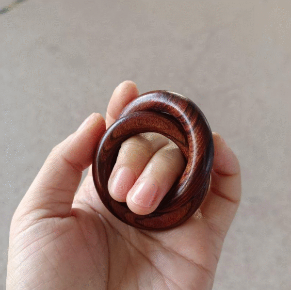 Lightning-struck jujube wood Qiankun ring, mini yin-yang ring, engraved with seven stars, portable pendant, hanging ornament, necklace, all-in-one hand-carved - Image 3