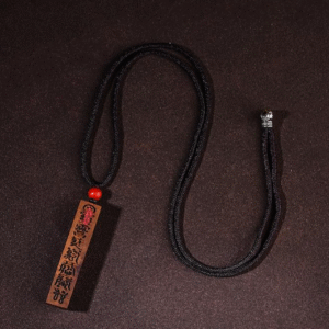 Lightning-struck wooden canopy ruler pendant, authentic natural jujube wood cultural artifact, wooden carving talisman, hanging ornament, paperweight, square ruler, sweater chain