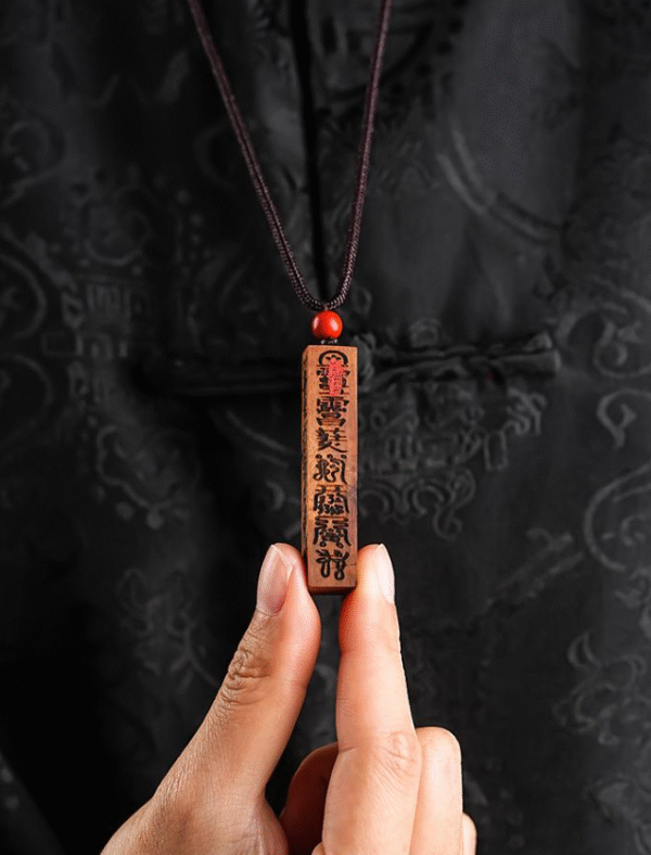 Lightning-struck wooden canopy ruler pendant, authentic natural jujube wood cultural artifact, wooden carving talisman, hanging ornament, paperweight, square ruler, sweater chain - Image 4