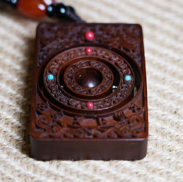 Natural lightning-struck wood, hanging tag, good luck charm, jujube wood carving, hanging ornament, peace and safety charm - Image 3