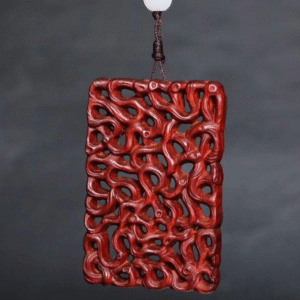 Lightning-struck jujube wood hollowed-out peace charm pendant, listed for sale as a cultural artifact or handheld ornament for women and men