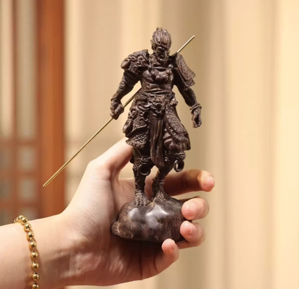 Hand - carved Thunder - struck Agarwood Monkey King Statue: Home Protection & Career - Boosting Decor - Image 5