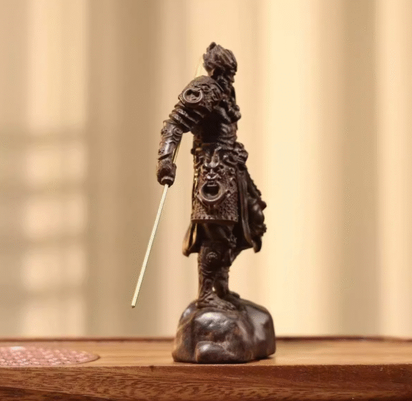 Hand - carved Thunder - struck Agarwood Monkey King Statue: Home Protection & Career - Boosting Decor - Image 3