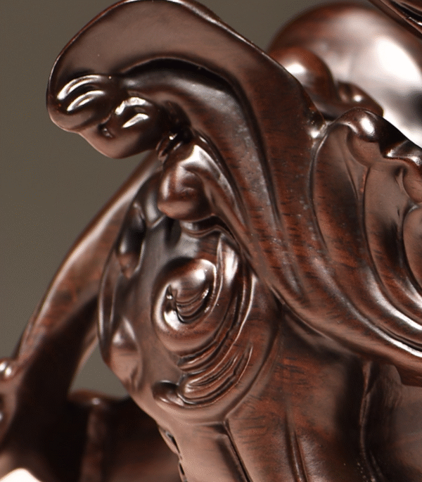 Pair of Hand-carved Thunder-struck Ebony Pixiu: Traditional Chinese Feng Shui Decor for Career Success & Home Blessing - Image 8