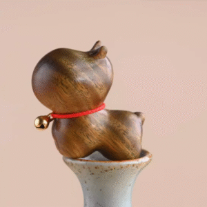 Thunder - Struck Wood Little Hippo Figurine: Cute Animal Decor & Handheld Playpiece
