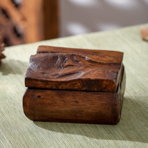 Thunder - Struck Wood Carved Box: Multipurpose Retro Storage for Jewelry, Business Cards & Decor