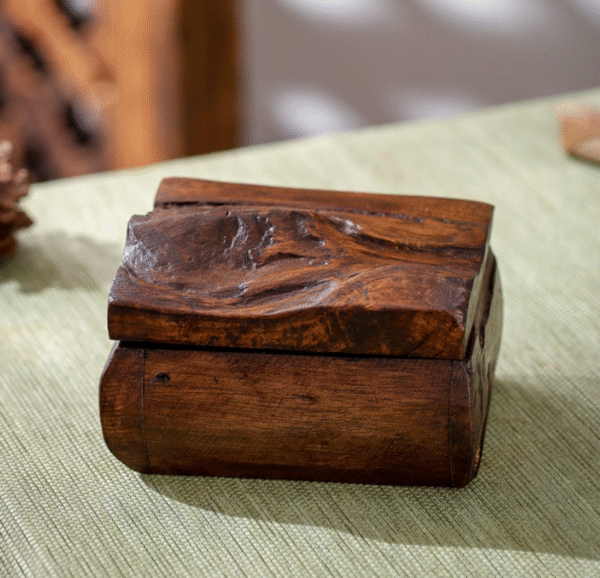 Thunder - Struck Wood Carved Box: Multipurpose Retro Storage for Jewelry, Business Cards & Decor