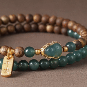 Thunderstruck Wood & Jade Bracelet – Handcrafted Fusion of Eastern Spirituality & Natural Beauty