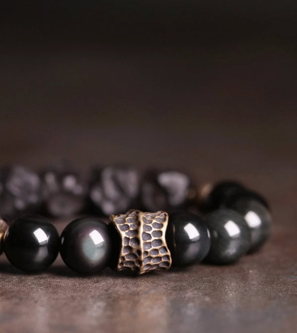 Irregular Thunderstruck Wood Bracelet: Vintage - Inspired Edgy Accessory with Mixed Stones - Image 4
