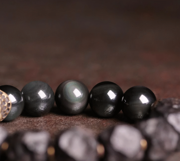 Irregular Thunderstruck Wood Bracelet: Vintage - Inspired Edgy Accessory with Mixed Stones - Image 6