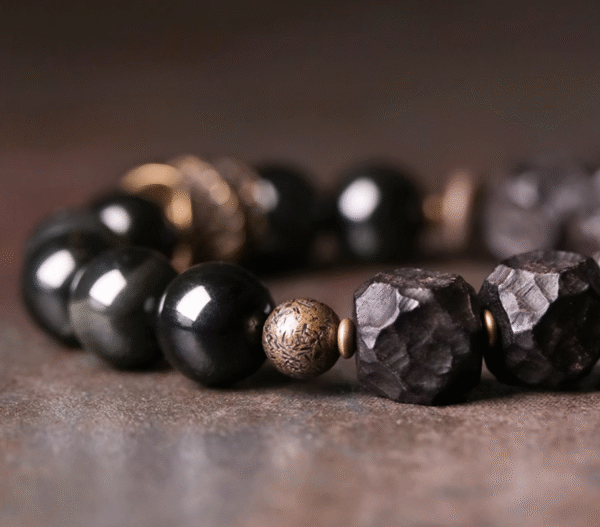 Irregular Thunderstruck Wood Bracelet: Vintage - Inspired Edgy Accessory with Mixed Stones - Image 7