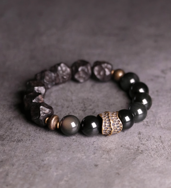 Irregular Thunderstruck Wood Bracelet: Vintage - Inspired Edgy Accessory with Mixed Stones - Image 9