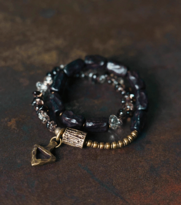 Handmade Thunderstruck Wood & Smoky Quartz Bracelet: Retro - Inspired Unique Jewelry - Image 4