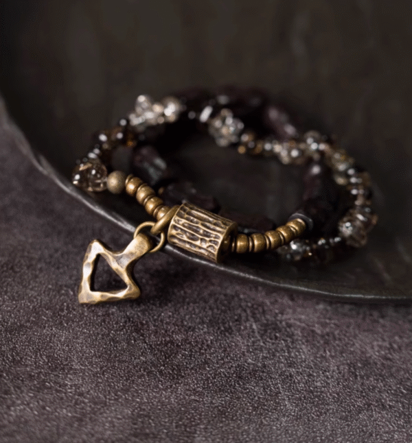 Handmade Thunderstruck Wood & Smoky Quartz Bracelet: Retro - Inspired Unique Jewelry - Image 9