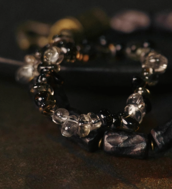 Handmade Thunderstruck Wood & Smoky Quartz Bracelet: Retro - Inspired Unique Jewelry - Image 10