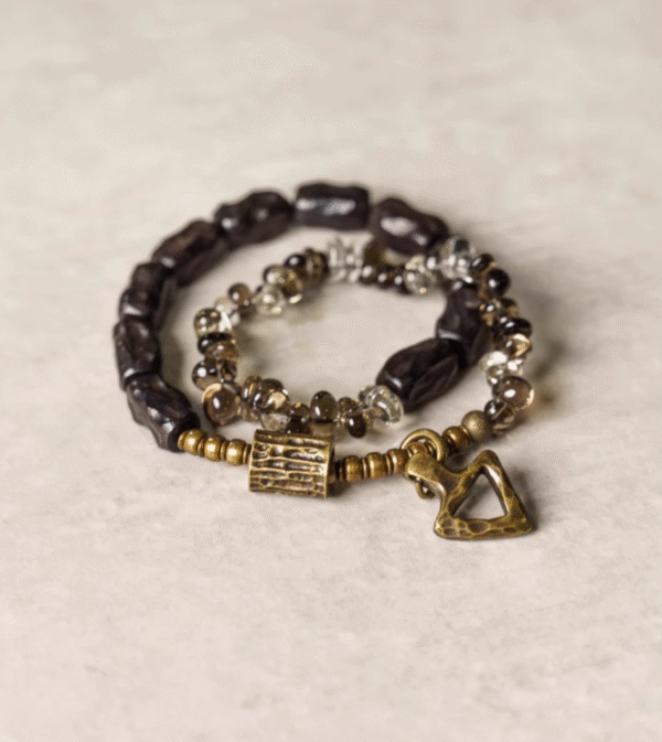 Handmade Thunderstruck Wood & Smoky Quartz Bracelet: Retro - Inspired Unique Jewelry - Image 11