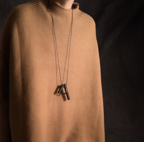 Handmade Thunderstruck Wood & Brass Pendant Necklace: Minimalist Unisex Statement Jewelry - Image 2