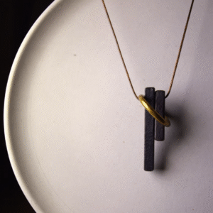 Handmade Thunderstruck Wood & Brass Pendant Necklace: Minimalist Unisex Statement Jewelry
