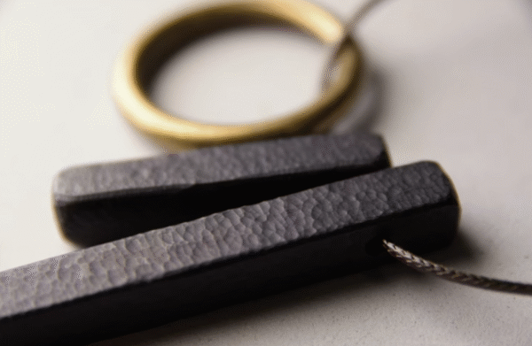 Handmade Thunderstruck Wood & Brass Pendant Necklace: Minimalist Unisex Statement Jewelry - Image 6