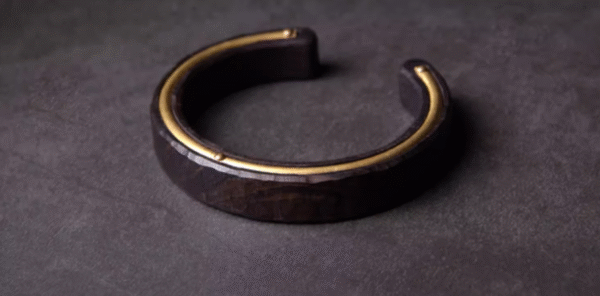 Handmade Thunderstruck Wood & Brass Cuff Bracelet: Unisex Retro Ethnic - Style Jewelry - Image 3