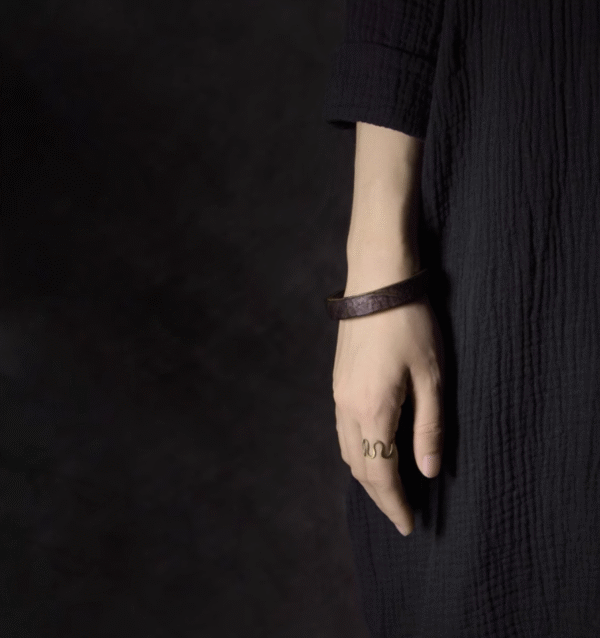 Handmade Thunderstruck Wood & Brass Cuff Bracelet: Unisex Retro Ethnic - Style Jewelry - Image 4