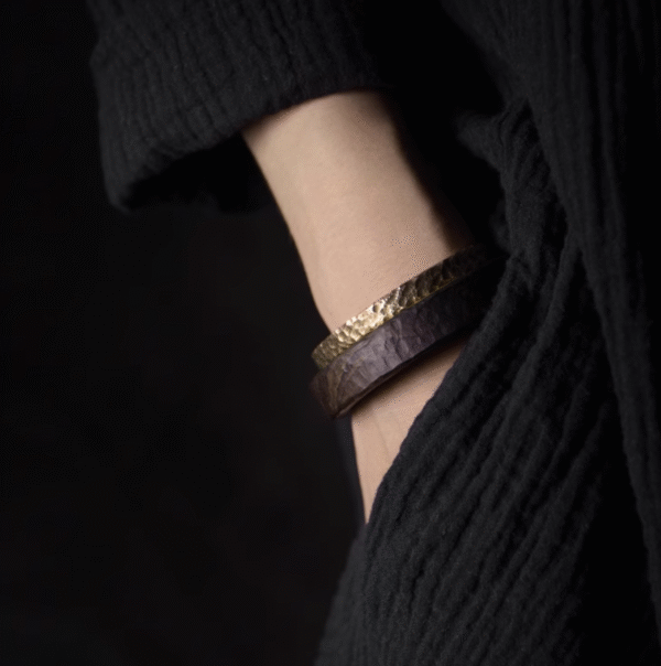 Handmade Thunderstruck Wood & Brass Cuff Bracelet: Unisex Retro Ethnic - Style Jewelry - Image 7