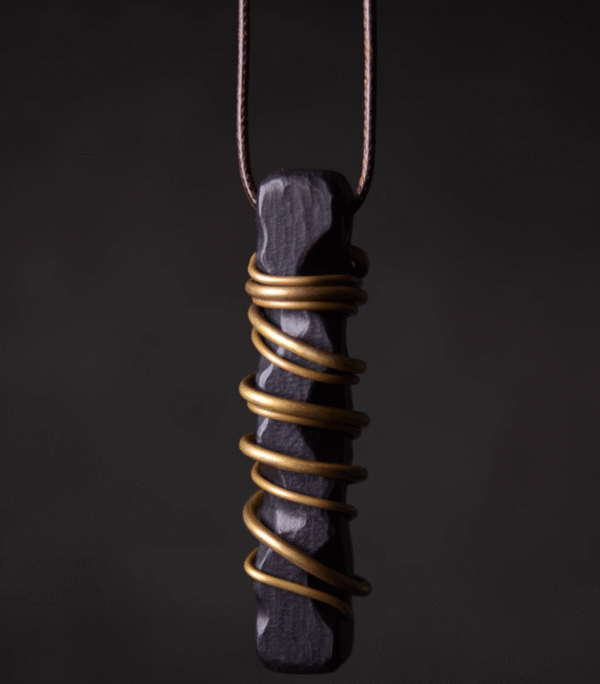 Handmade Thunderstruck Wood & Brass - Wrapped Pendant: Unisex Retro Ethnic - Style Necklace - Image 3