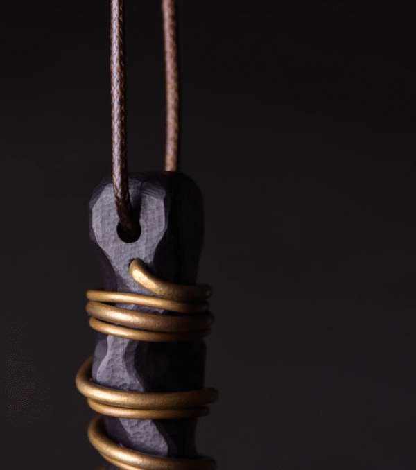 Handmade Thunderstruck Wood & Brass - Wrapped Pendant: Unisex Retro Ethnic - Style Necklace - Image 8