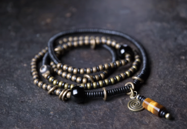 Handmade Thunderstruck Wood & Brass Multi - Layer Bracelet: Retro Mixed - Material Unisex Jewelry - Image 3