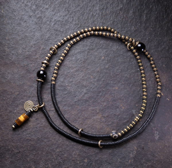 Handmade Thunderstruck Wood & Brass Multi - Layer Bracelet: Retro Mixed - Material Unisex Jewelry