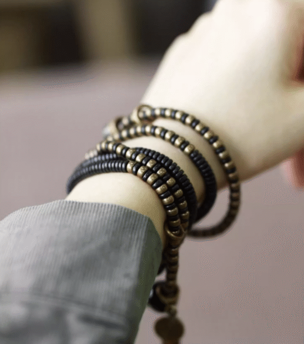 Handmade Thunderstruck Wood & Brass Multi - Layer Bracelet: Retro Mixed - Material Unisex Jewelry - Image 6