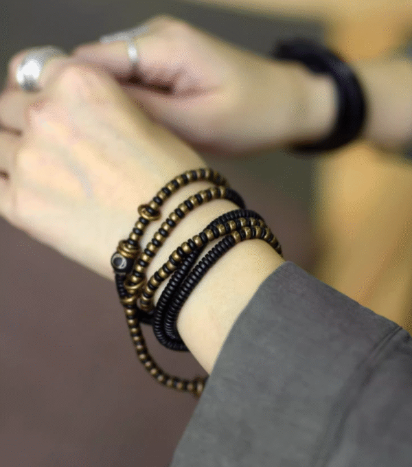 Handmade Thunderstruck Wood & Brass Multi - Layer Bracelet: Retro Mixed - Material Unisex Jewelry - Image 7