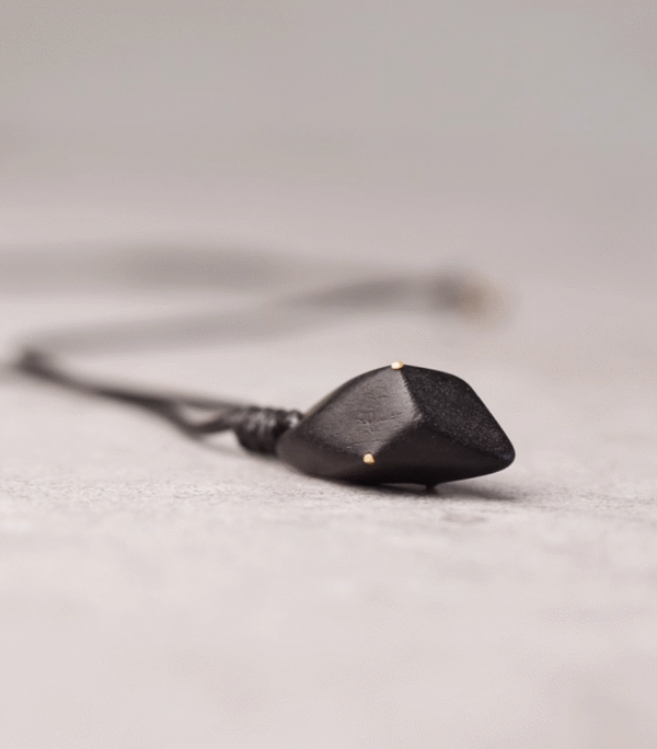 Handmade Thunderstruck Wood Pendant Necklace: Minimalist Geometric Cut Unisex Jewelry - Image 2