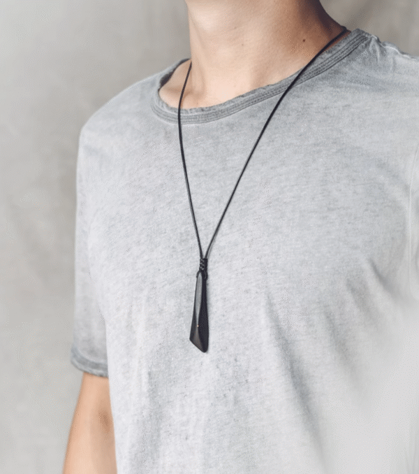 Handmade Thunderstruck Wood Pendant Necklace: Minimalist Geometric Cut Unisex Jewelry - Image 3
