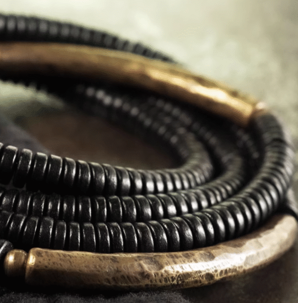 Handmade Thunderstruck Wood & Brass Multi-Layer Bracelet: Retro Unisex Stackable Jewelry - Image 2