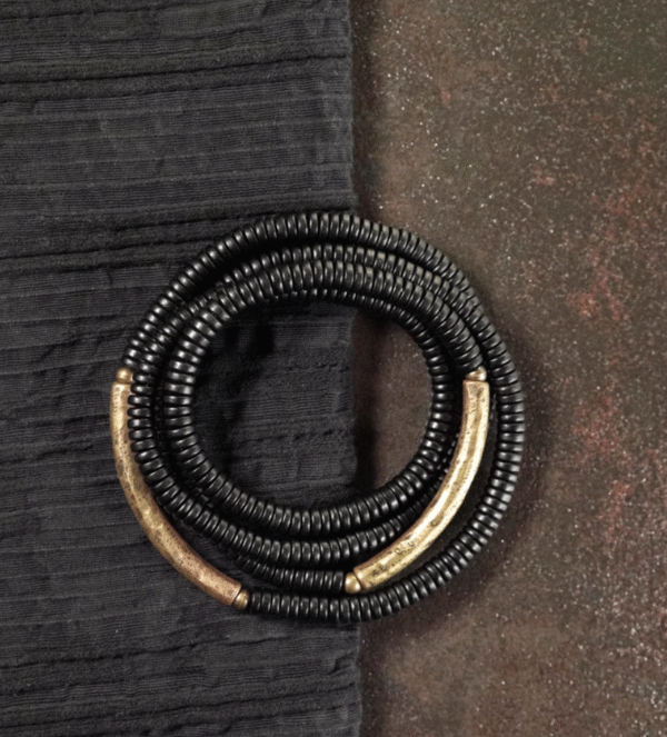 Handmade Thunderstruck Wood & Brass Multi-Layer Bracelet: Retro Unisex Stackable Jewelry - Image 3