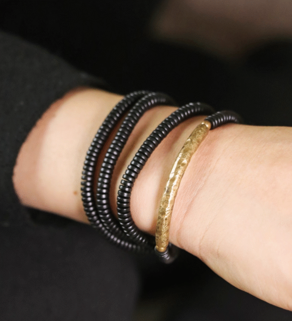 Handmade Thunderstruck Wood & Brass Multi-Layer Bracelet: Retro Unisex Stackable Jewelry - Image 4