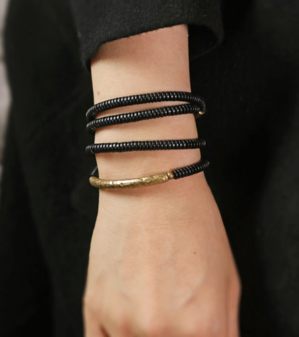 Handmade Thunderstruck Wood & Brass Multi-Layer Bracelet: Retro Unisex Stackable Jewelry - Image 5