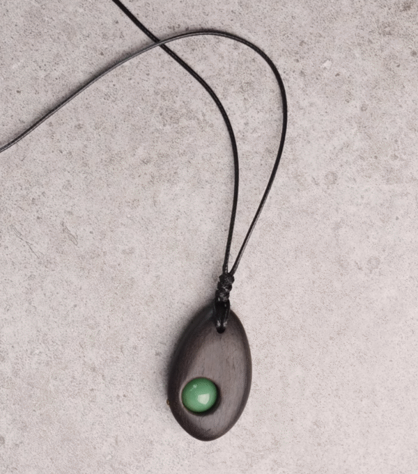 Handmade Thunderstruck Wood & Dongling Jade Pendant: Minimalist Unisex Artistic Necklace - Image 7