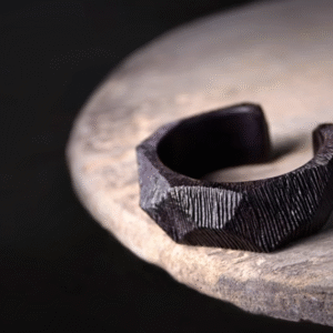 Handmade Thunderstruck Wood Open Cuff Bracelet: Retro Minimalist Unisex Jewelry