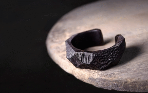 Handmade Thunderstruck Wood Open Cuff Bracelet: Retro Minimalist Unisex Jewelry