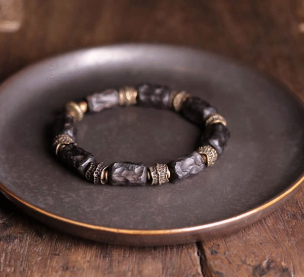 Handmade Thunderstruck Wood & Brass Ethnic - Style Bracelet: Retro Artisanal Unisex Jewelry - Image 5