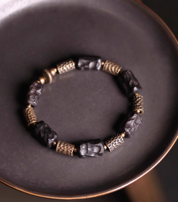 Handmade Thunderstruck Wood & Brass Ethnic - Style Bracelet: Retro Artisanal Unisex Jewelry