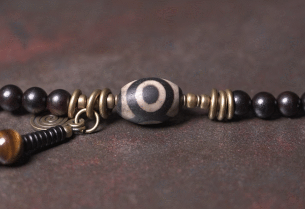 Handmade Thunderstruck Wood & Brass Beaded Bracelet: Chinese Ethnic - Style Unisex Jewelry - Image 7