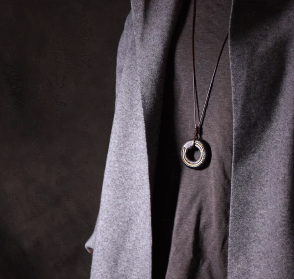 Handmade Thunderstruck Wood & Brass Circle Pendant: Retro Streetwear Unisex Necklace - Image 2