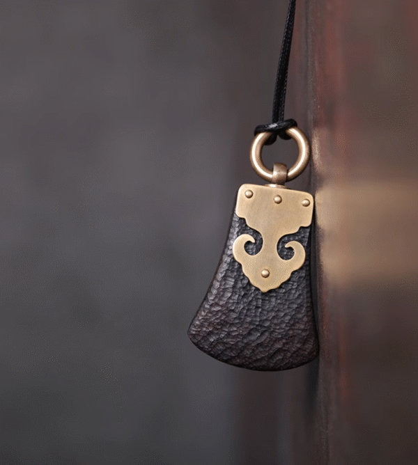 Handmade Thunderstruck Wood & Brass Chinese - Style Pendant: Ethnic - Inspired Unisex Necklace - Image 2