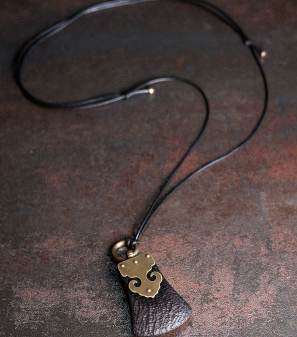 Handmade Thunderstruck Wood & Brass Chinese - Style Pendant: Ethnic - Inspired Unisex Necklace